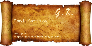Gani Katinka névjegykártya